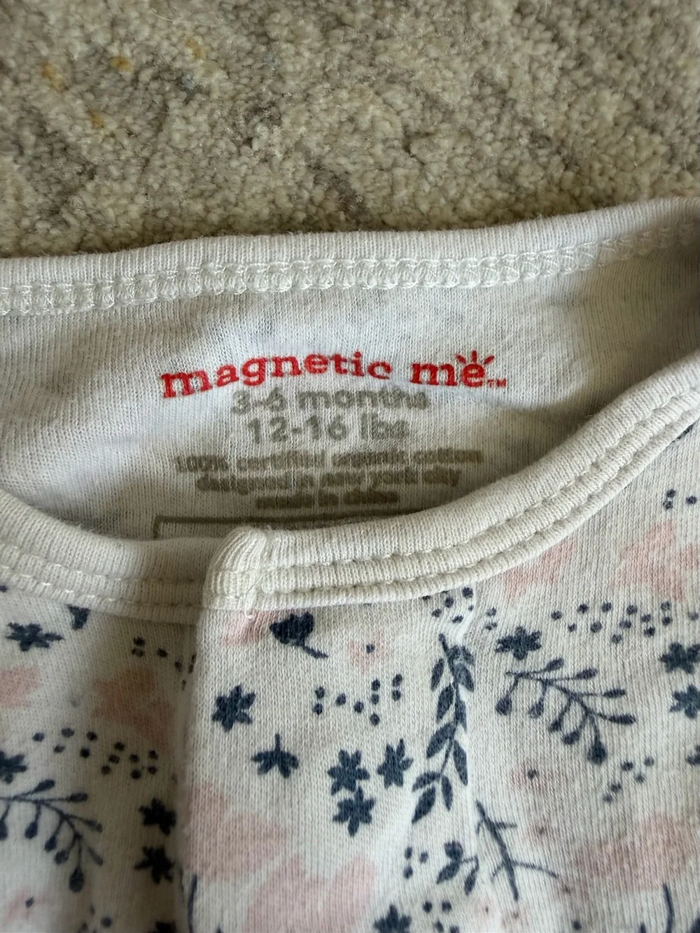 Magnetic Me One-Piece with Pink Floral Print, 3-6M
